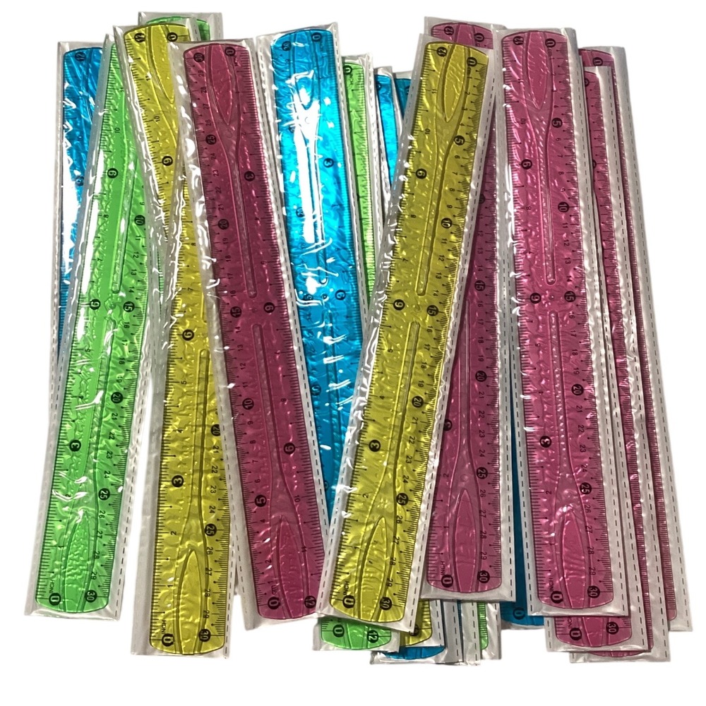 Colorful Rulers 12 Inch 30 cm Plastic Design Novelty School Supply Set of 22